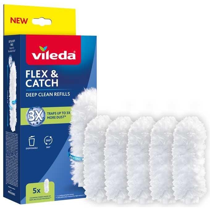 Vileda Staubwedel-Einsätze für Flex&Catch 5 Stück, Utensili pulizia, Bianco