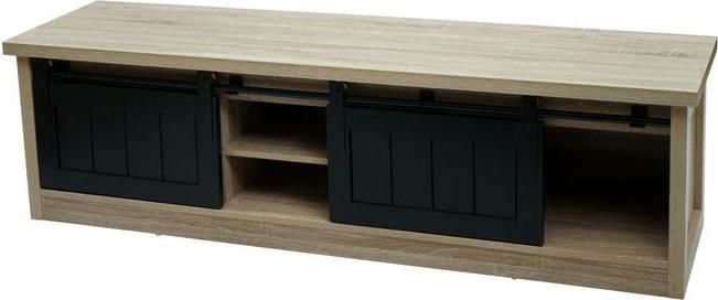 Mendler TV-Rack HWC-K75, Holz-Optik Industrial Metall 43x150x40cm, naturfarben