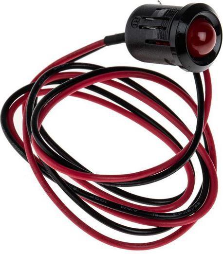Produktbild RS PRO LED erhaben 12mm schwarz 12Vdc HE rot