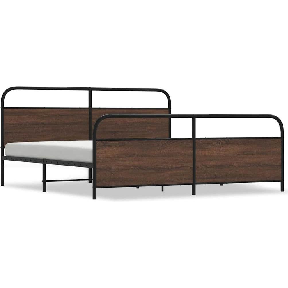 Thumbnail - VidaXL, Bett, Metallbett ohne Matratze Braun Eichen-Optik 183x213 cm (183 x 213 cm)