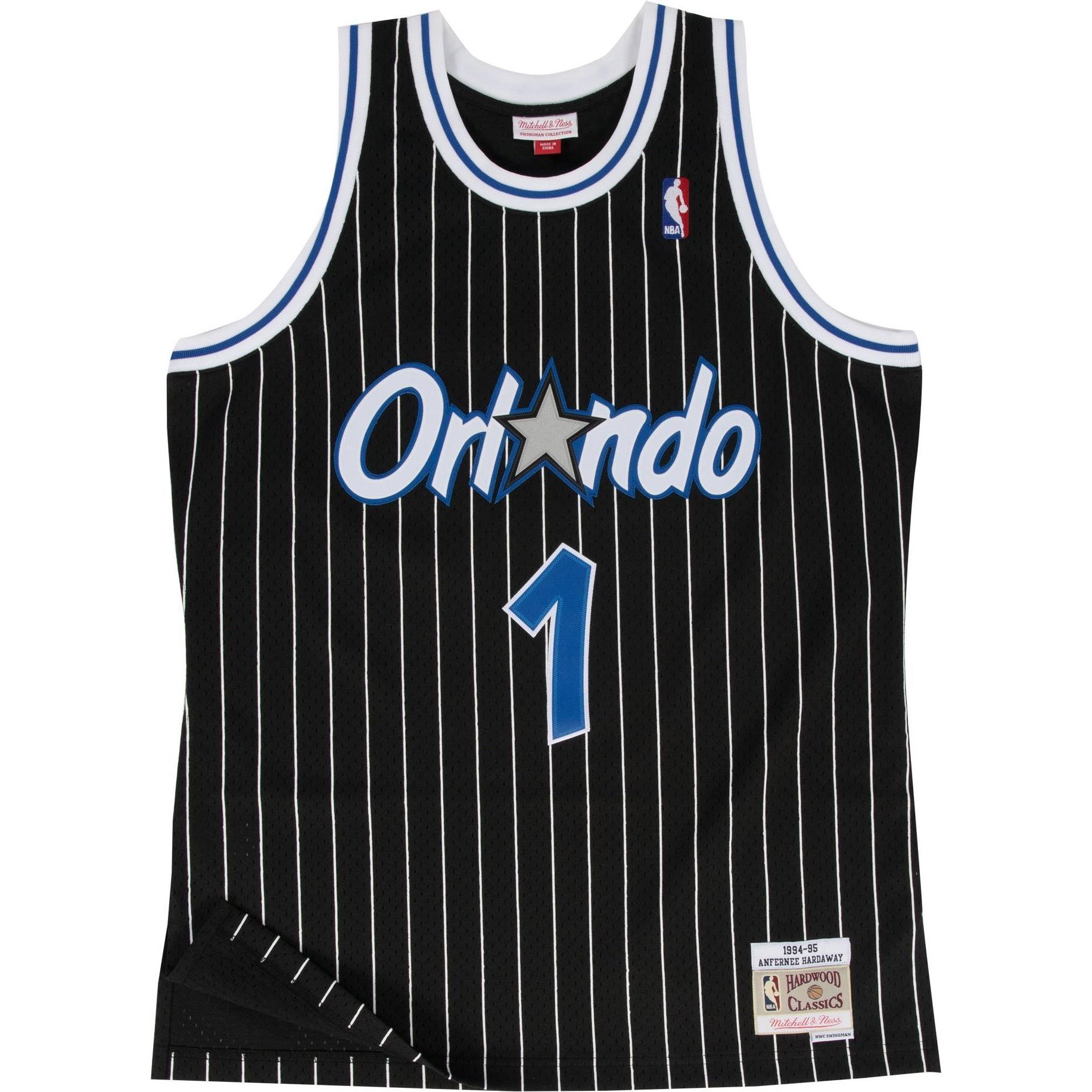 Mitchell & Ness, Herren, Sportshirt, Swingman Mesh Jersey Orlando Magic 1994-95 Anfernee Hardaway (S), Schwarz, S