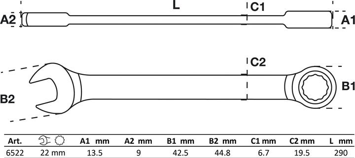 Produktbild BGS Ratschenring-Maulschlüssel SW 22 mm (22 mm)