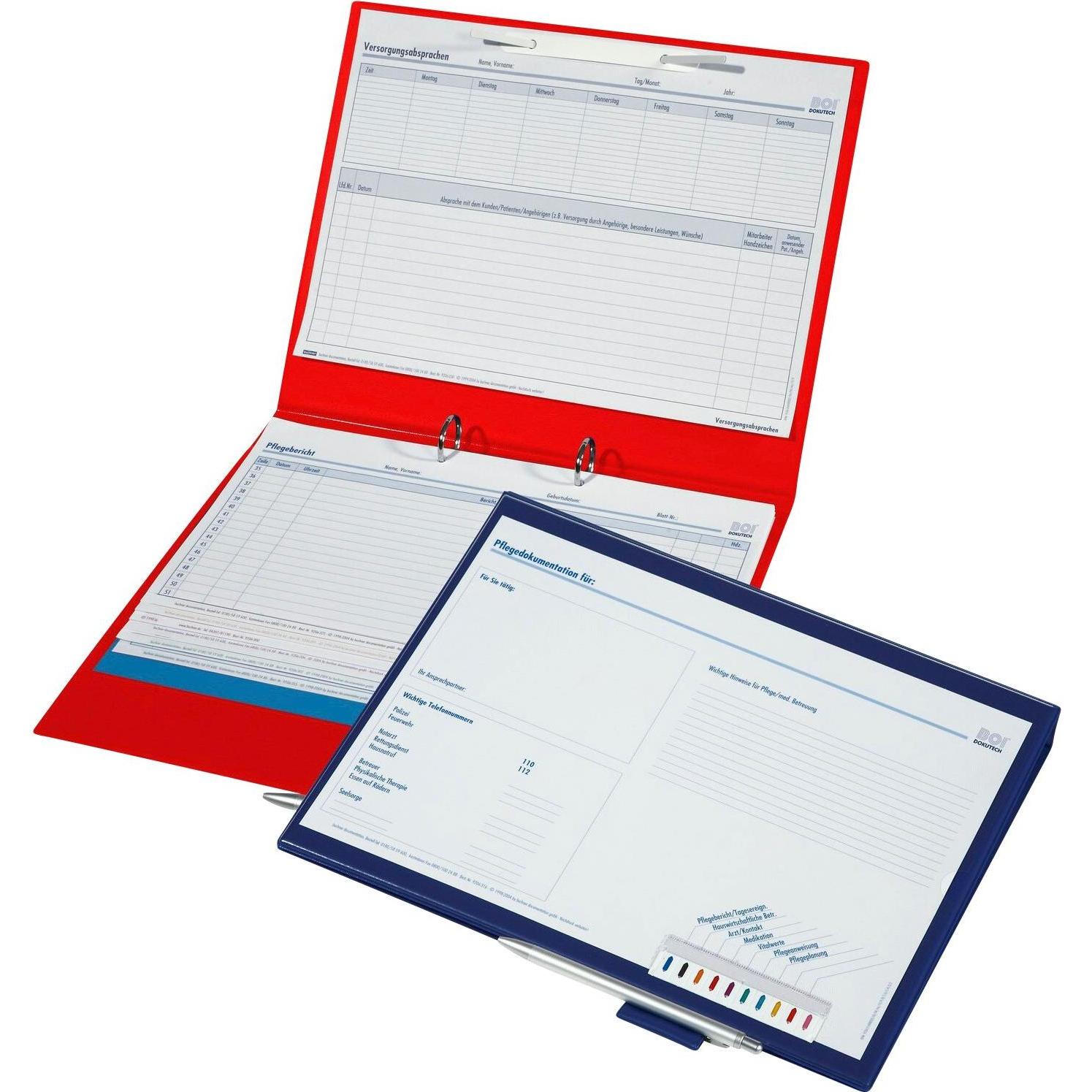Boi Dokutech, Mappe, Click-Plus Ambulant Patienten-Dokumentationsmappe 2-Ringe rot 3,5 cm DIN A4 (A4, 1 x)
