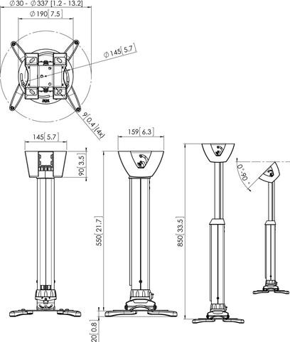 Actual product image Vogels PPC-1555, Projector ceiling mount (Ceiling)
