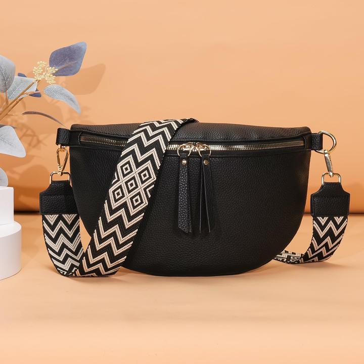 Produktbild Only-Bags.Store Grosse Gürteltasche veganes Leder Umhängetasche Crossbody Tasche stilvolle Gürteltasche mit breitem