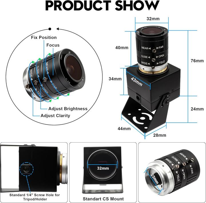 Image du produit ELP 4K USB High-Speed Webcam mit Zoom (120fps)