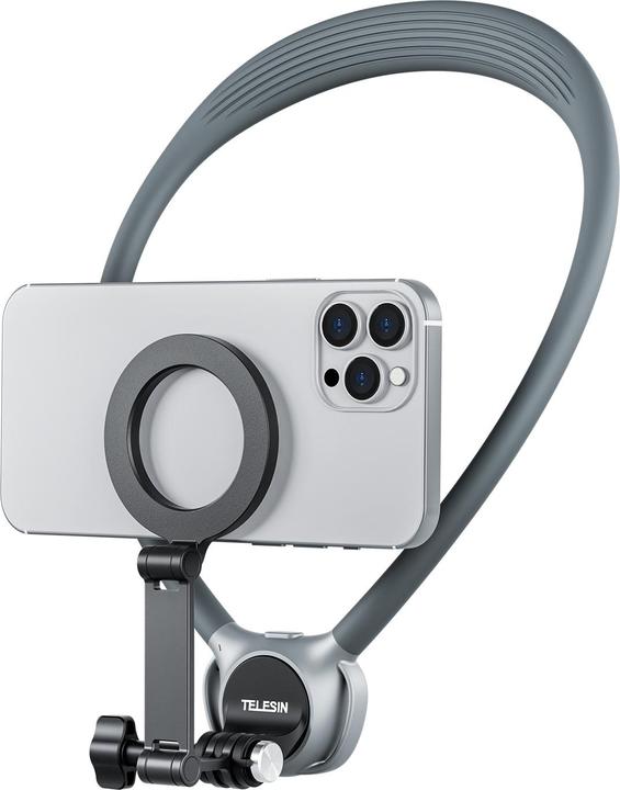 Productafbeelding Telesin Neck Mount 360Âº Combo - GoPro & Smartphone - Grey (T-P2-HNB-02-GY)