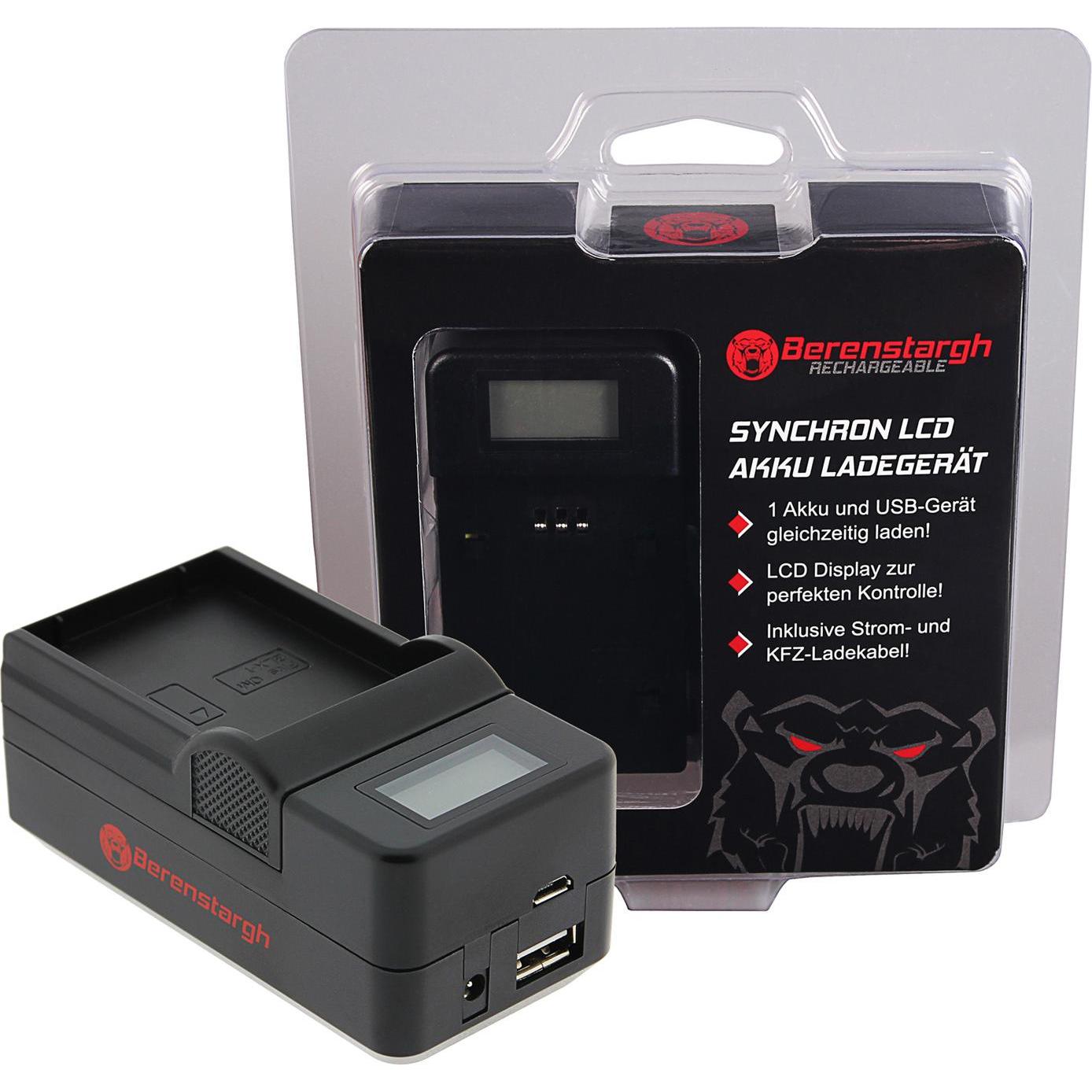 Berenstargh Synchron USB Ladegerät f. Olympus OM-1 BLX-1 (Caricabatterie per fotocamere), Alimentatore fotocamera