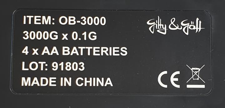 Actual product image Gitty & Göff Scale 3000g x 0.1g