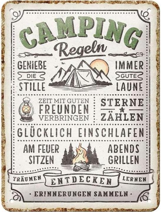 Nostalgic-Art Merchandising Schild Camping-Regeln 15 x 20 cm, Metall (15 x 20 cm)