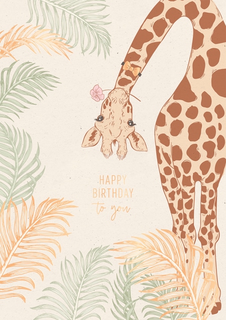 Immagine prodotto Biglietto di auguri di buon compleanno con giraffa - Maxi biglietto A4 (1 pz.)