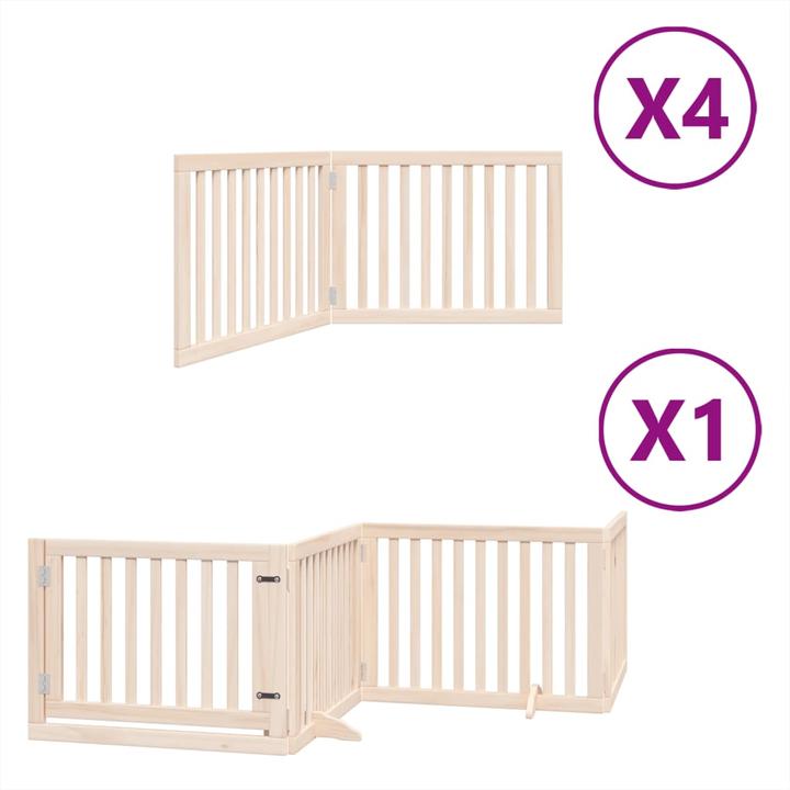 Produktbild VidaXL Hundetor mit Tür Faltbar Absperrgitter Hunde Schutzgitter 12-tlg. Holz (30 cm)