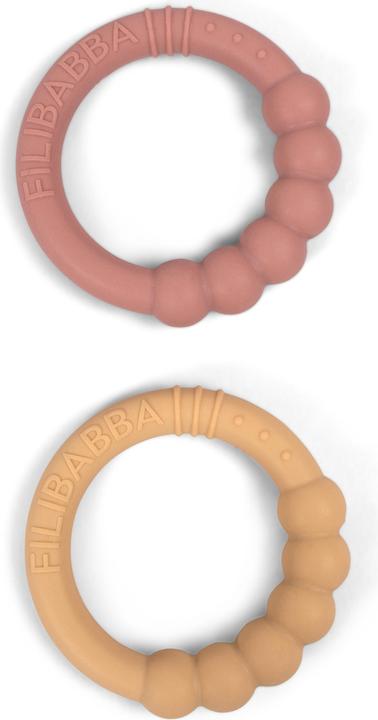 Actual product image Filibabba Silicone teething ring 2-pack - Vintage Rose (0 Months)
