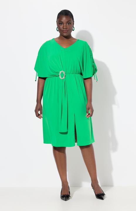 Produktbild Ulla Popken Midikleid, drapiert, Oversized, V-Ausschnitt, Halbarm (46, 48)