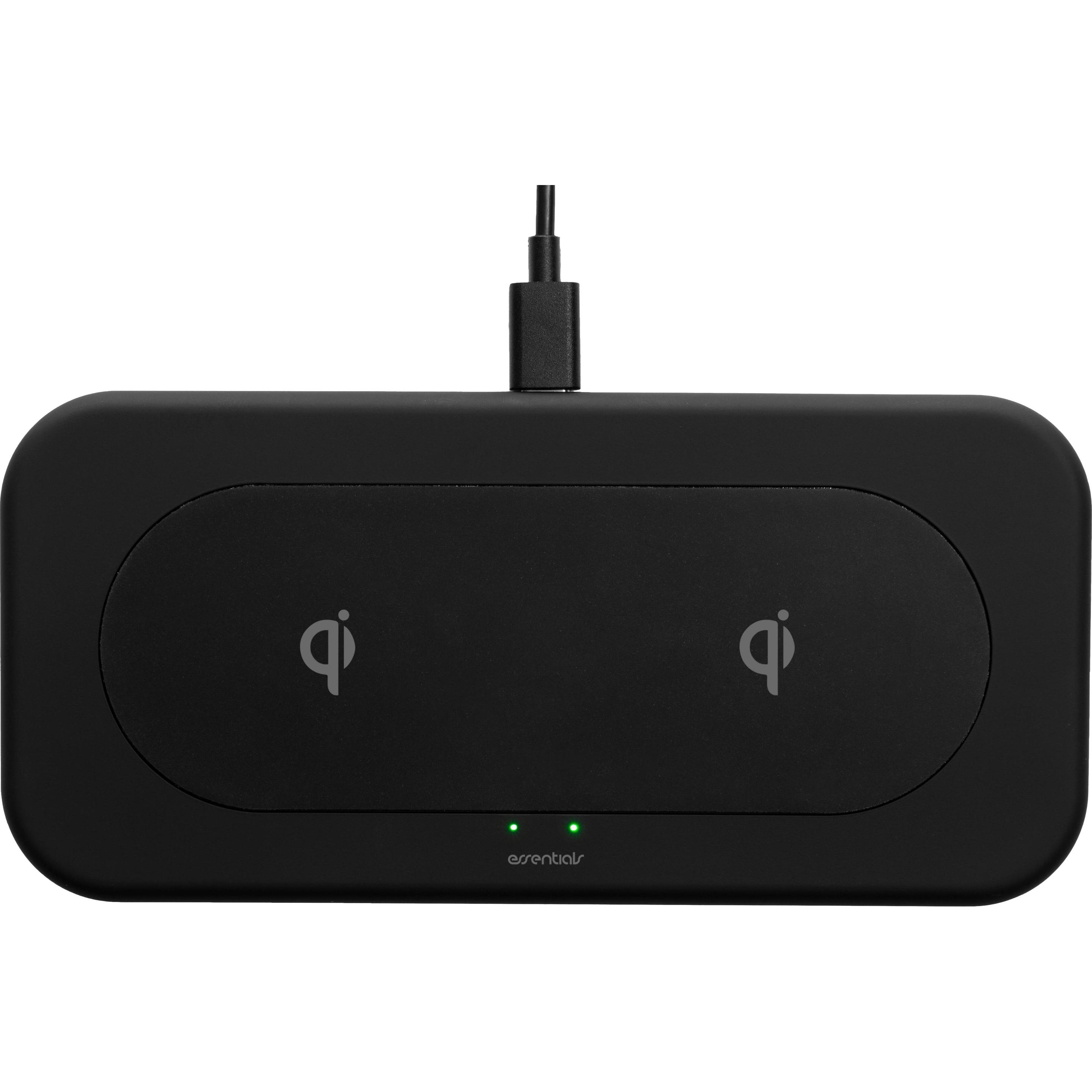 Essentials Caricabatterie wireless Qi doppio (10 W), Caricabatteria senza fili, Nero