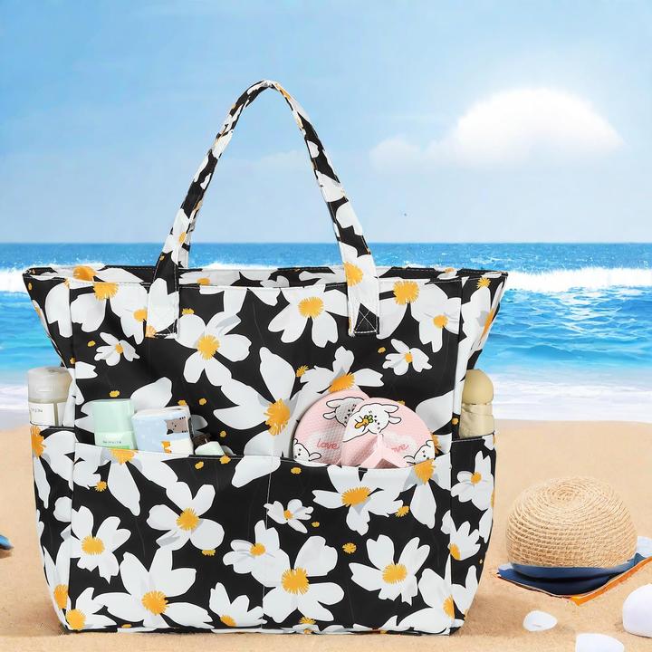 Produktbild Only-Bags.Store Grosse Strandtasche mit Reissverschluss Wasserdichte Umhängetasche Tragetasche Shopper