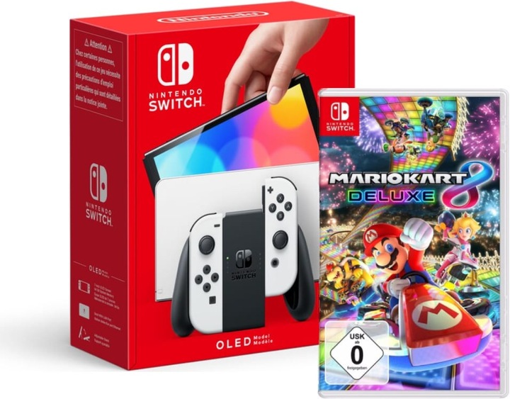 Actual product image Nintendo Switch (OLED) White + Mario Kart 8 Deluxe