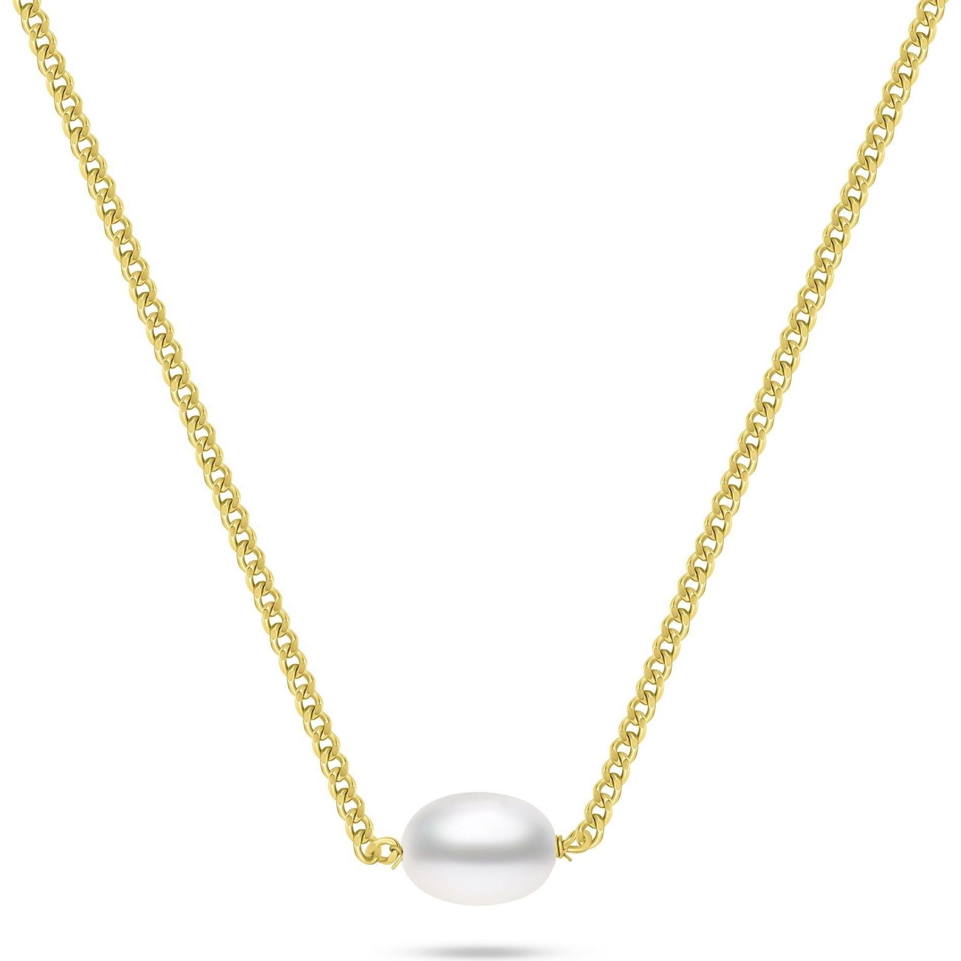 Brilio, Collana, Silver - Gold-plated womenÂ's necklace with real pearl NCL211Y