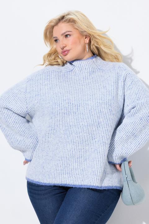 Actual product image Ulla Popken Striped Wool Blend Turtleneck Sweater (54)