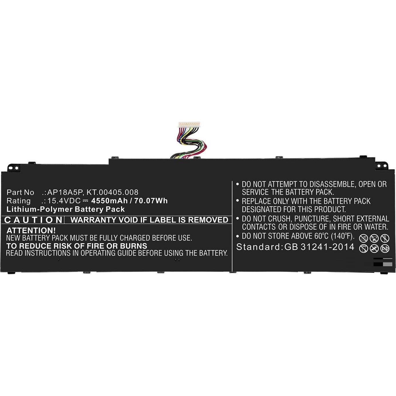 CoreParts Laptop Battery for Acer (4550 mAh), Notebook Akku, Schwarz