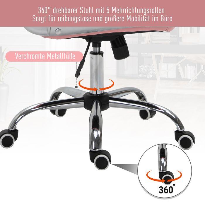 Image du produit Swisshandel24 Chaise de bureau dossier ergonomique rembourré, rose, PU (49 - 58 cm)