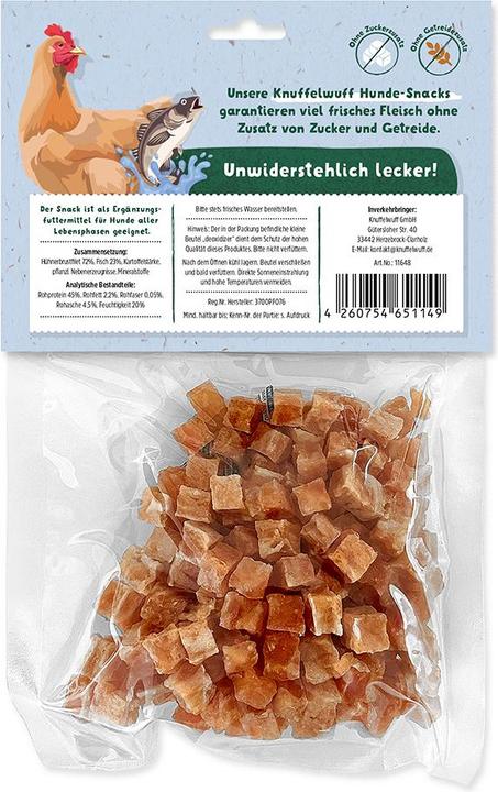 Produktbild Knuffelwuff Snack Huhn und Fisch Würfel 250 g, Snackart (250 g)