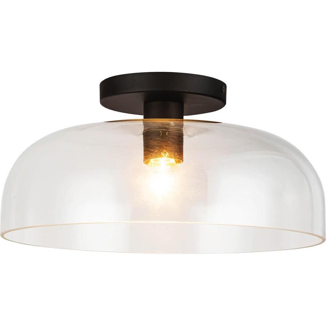 Elstead Lighting, Applique + Plafoniera, Elstead Sylvia Deckenleuchte E27 Mattes Schwarz Glas klar (E27)
