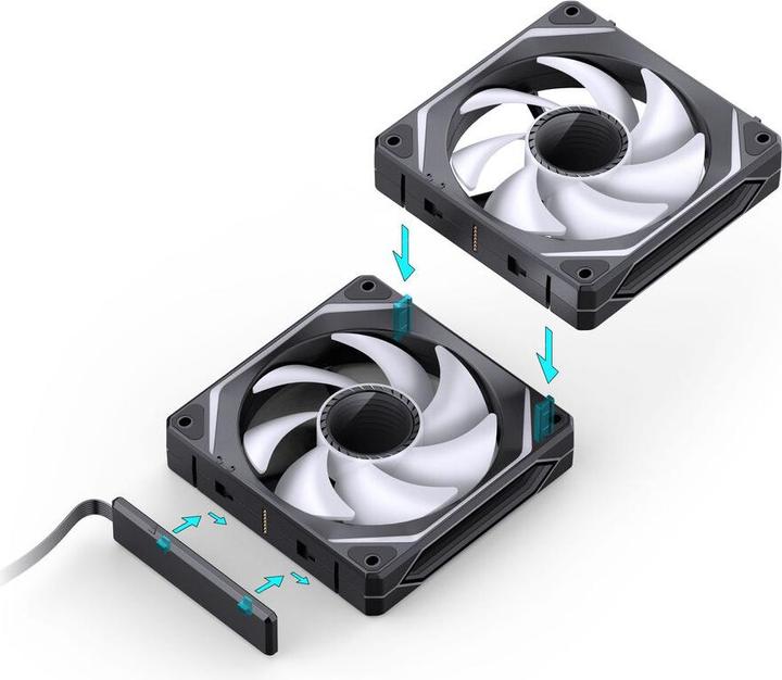 Actual product image Jonsbo ZL-120B PWM ARGB Lüfter 3er Pack, reguläre Ausrichtung - 120mm, schwarz (120 mm, 3x)