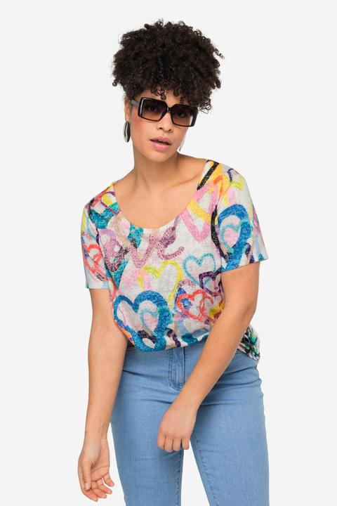 Produktbild Miamoda T-Shirt, Herzmuster, Rundhals, Halbarm (50)