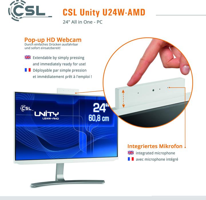 Immagine prodotto CSL PC All-in-One Unity U24W-AMD / 5700G / 1000 GB / 16 GB RAM / Win 11 Pro (1000 GB, 16 GB, AMD Ryzen 7 5700G, AMD Radeon Graphics)