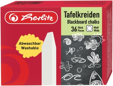 Actual product image Herlitz Blackboard chalk, white, 36-count cardboard box (White, 36 x)