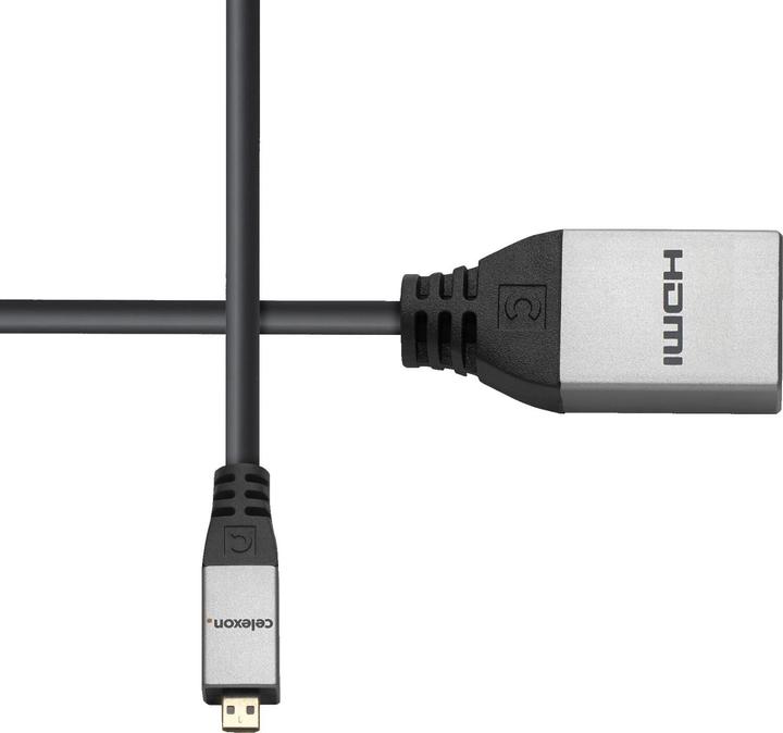 Produktbild Celexon Micro HDMI auf HDMI M/F Adapter mit Ethernet - 2.0a/b 4K 0,25m - Professional Line (HDMI, Micro HDMI, 25 cm)