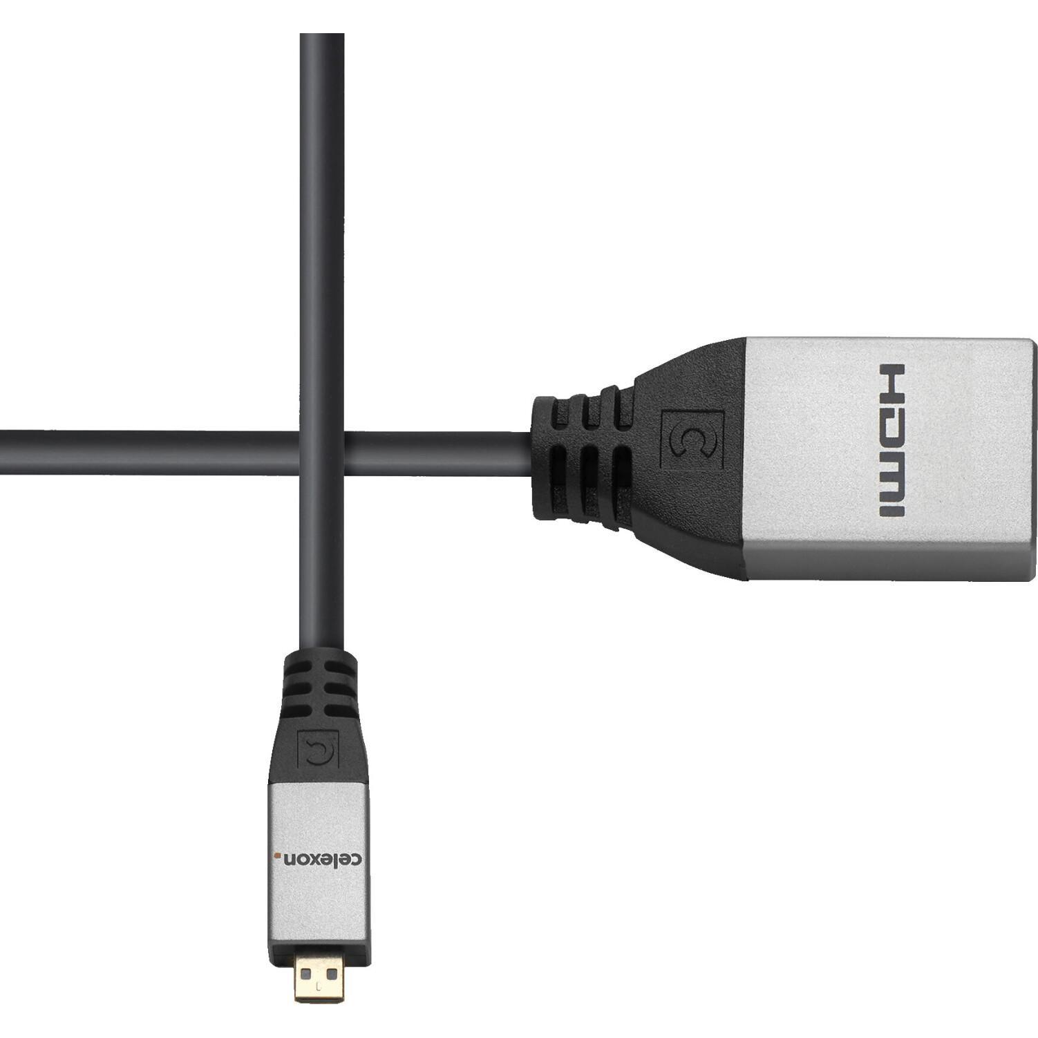 Thumbnail - Celexon Micro HDMI auf HDMI M/F Adapter mit Ethernet - 2.0a/b 4K 0,25m - Professional Line (HDMI, Micro HDMI, 25 cm), Da...