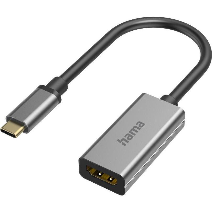 Hama Video-Adapter, USB-C-Stecker - HDMI™-Buchse, Ultra-HD 8K@60Hz, Alu (USB Typ-C), Data + Video Adapter, Grau