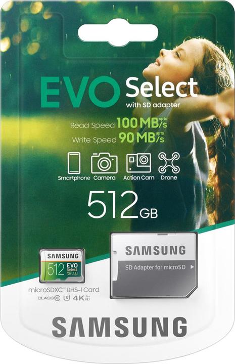 Produktbild Samsung EVO Select microSD Karte (2020) (SD Adapter) (512 GB, microSDXC, U3, UHS-I)