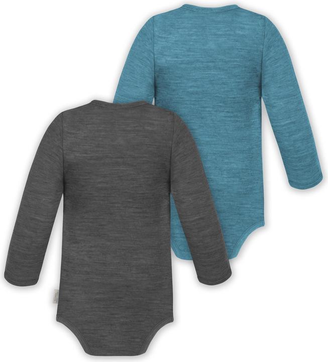 Produktbild Normani 2er Set Unisex Baby Wickelbody Langarm-Strampler Einteiler aus Merinowolle - 9351 (74)