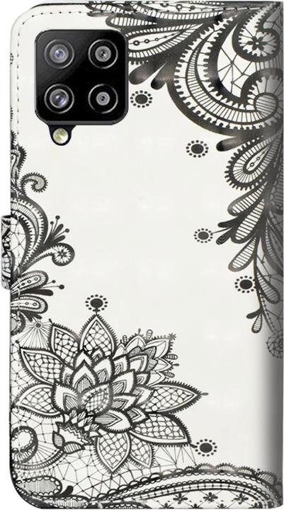 Actual product image Cover-Discount Galaxy A42 - case glitter effect flowers black (Samsung Galaxy A42 5G)