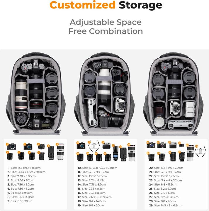 Actual product image K&F Concept Backpack 22L Nature Wander 10 (Dark Grey) (Photo backpack, 22 l)