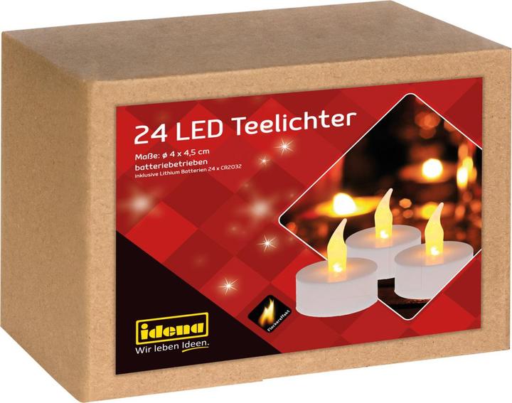 Image du produit Idena Bougies chauffe-plat LED 24 pièces avec piles lithium incluses (24 x)