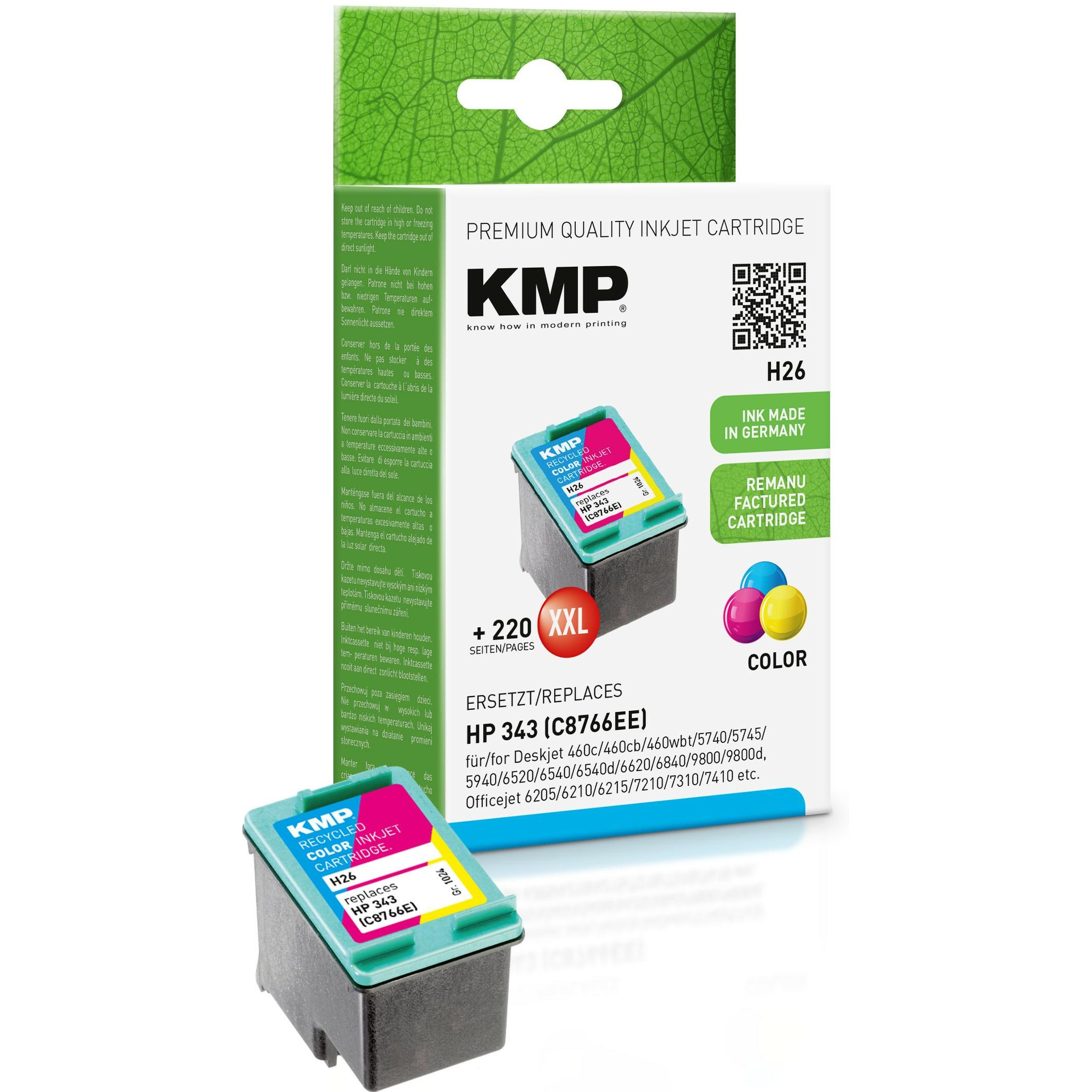 KMP, Druckerpatrone, H26 Tintenpatrone color kompatibel mit HP C 8766 E (M, C, Y)