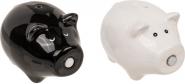 Image du produit G. Wurm Salière/poivrière Cochons avec nez magnétique, lot de 2, en céramique noire, blanche (L/H/P) 7x5x5cm (Sel)