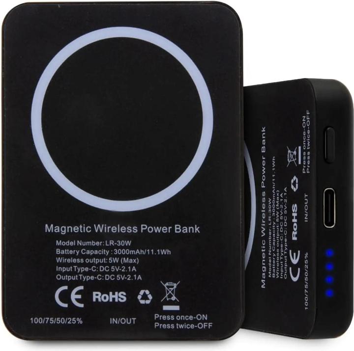 Actual product image Karl Lagerfeld Powerbank indukcyjny KLPBMKIOTTGK 5W 3000mAh czarny/black Ikonik MagSafe (3000 mAh, 5 W, 11.10 Wh)
