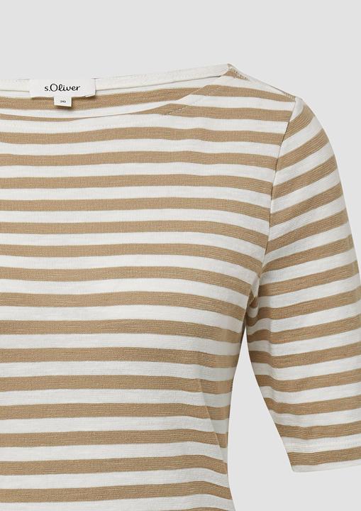Produktbild S.Oliver T-Shirt Gestreiftes T-Shirt im Slim Fit mit Flammgarnstruktur (42)