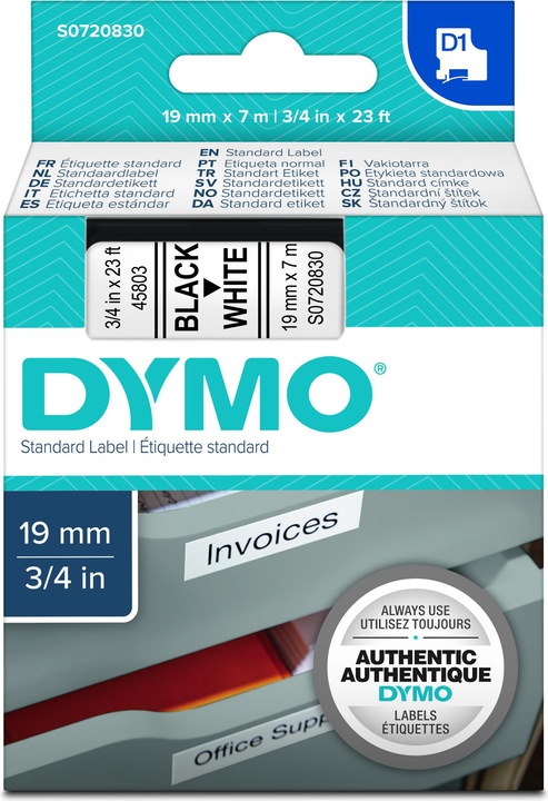 Produktbild Dymo S0720830 Standardband (1.90 cm, Schwarz)