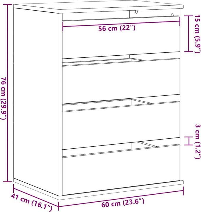 Actual product image vidaXL Chest of drawers (60 x 41 x 76 cm)