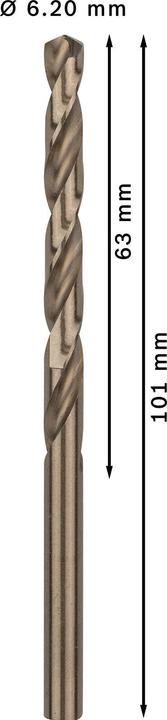 Produktbild Bosch Professional Zubehör PRO Stainless Steel HSS-Co Spiralbohrer, 6,2 x 63 x 101 mm (6.2 mm)