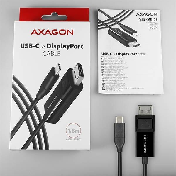 Actual product image Axagon RVC-DPC USB-C to DisplayPort cable, 1.8 m, 4K/60Hz (1.80 m)