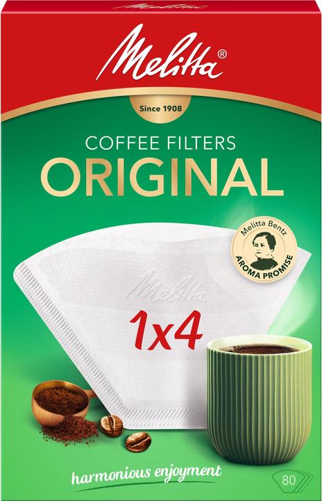 Produktbild Melitta Original 1x4, Basket, Disposable coffee filter, Paper, 80 pc(s)