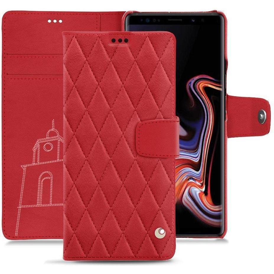 Noreve Lederschutzhülle Wallet (Samsung Galaxy Note 9), Smartphone Hülle, Rot