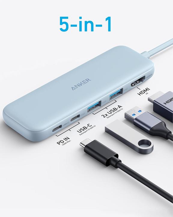 Image du produit Anker USB-C Hub mit 4K HDMI und 5Gbps Datenanschluss (USB-C, 4 ports)